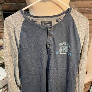 Buffalo David Bitton Kids Blue and Gray Henley Shirt